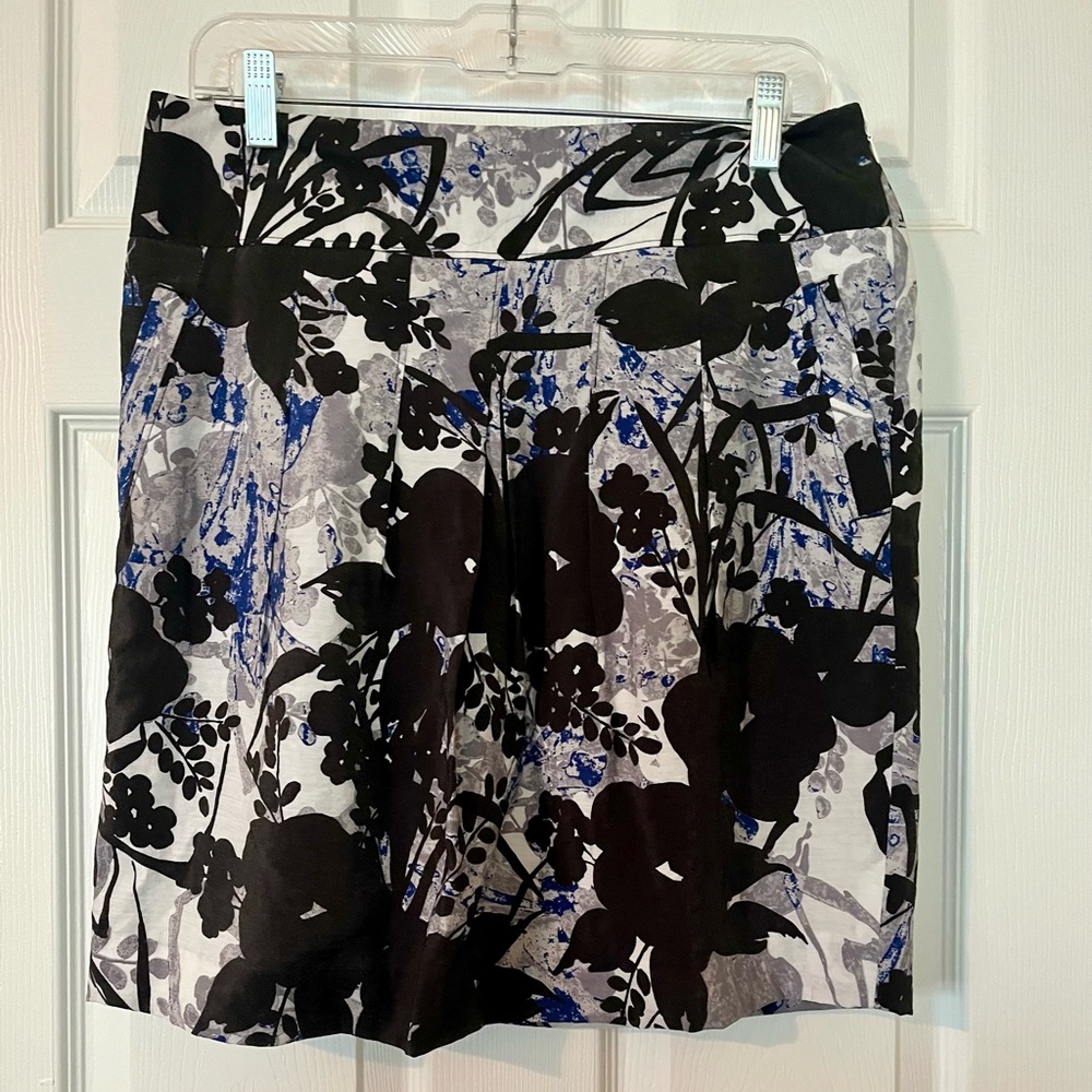 Ann Taylor Black and Blue A-Line Mini Skirt